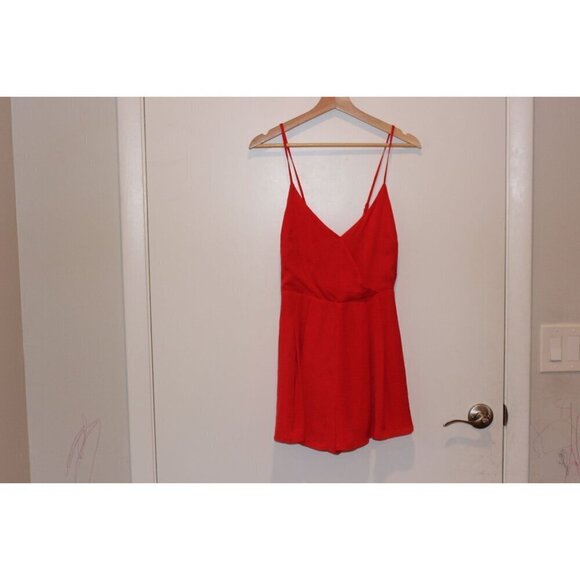Lulus Red Adjustable Strap V-Neck Romper Women Size Small - Picture 2 of 8